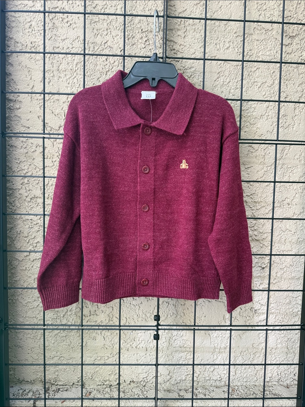 New Gap Button-Up Collar Cotton Knit Cardigan - Burgundy